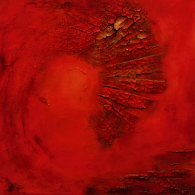 Abstrakte Kunst | Roter Wirbelwind | 40x40cm | © Ingrid Studer Fineart